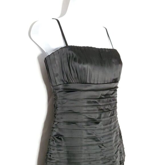 Calvin Klein Black Dress Sz 4 Cocktail Party Evening Ruched Pleats Strapless - Picture 2 of 6
